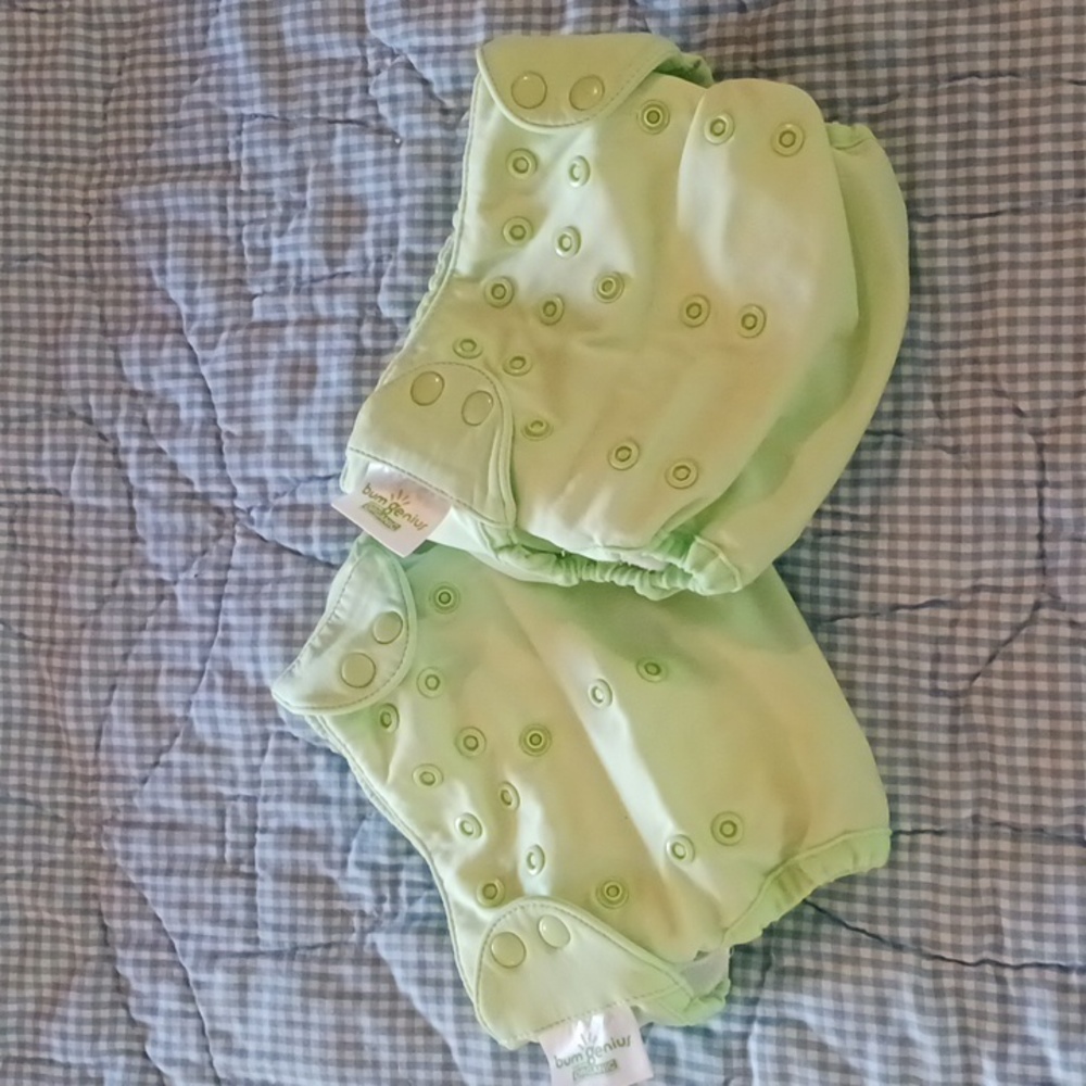 BumGenius Light Green Cloth Diapers